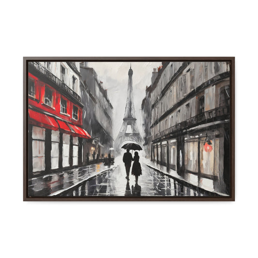 Couple on a raining street of Paris, Wall Art